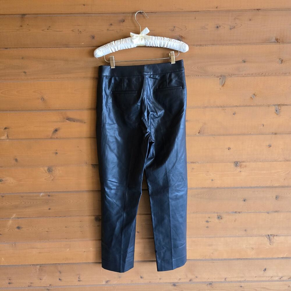 J. Crew Kate Pant Faux Leather Straight Leg Black 2 Trouser Bottom Soft Preppy - Picture 3 of 6